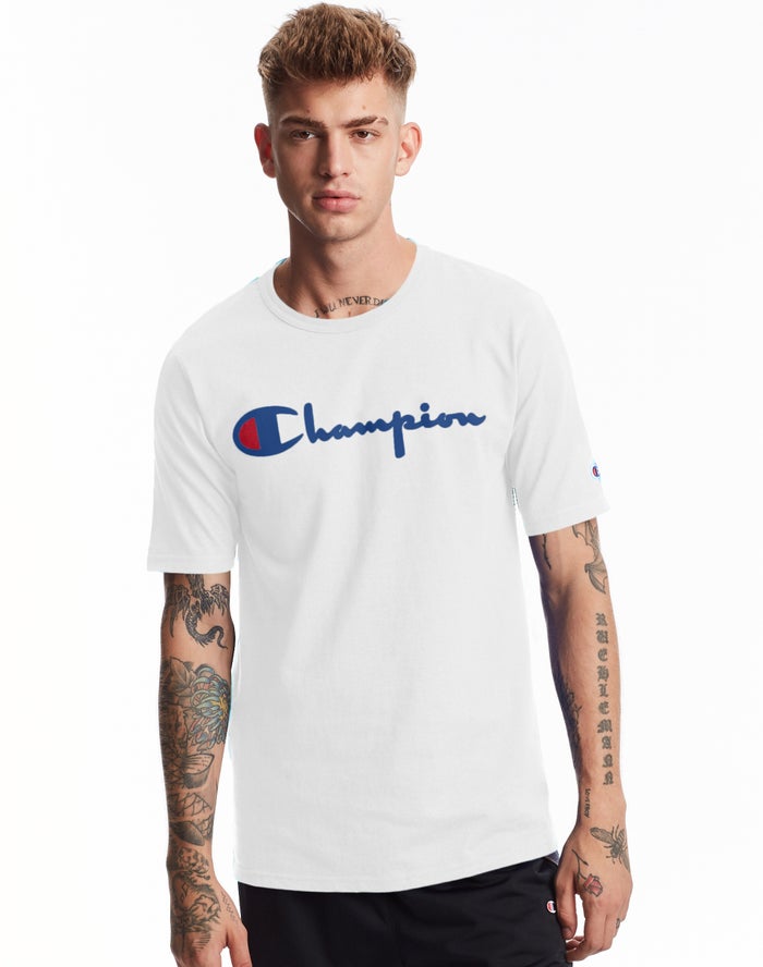 Champion Heritage Vintage Logo Erkek Tişört Beyaz ( WHBMUG230 )